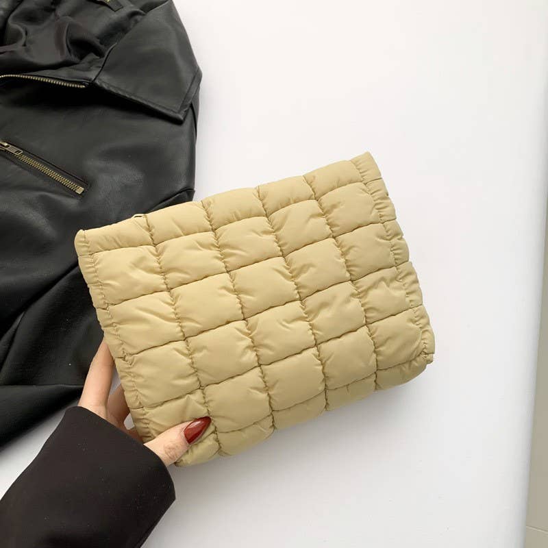 Quilted Puffy Cosmetic Pouch Clutch