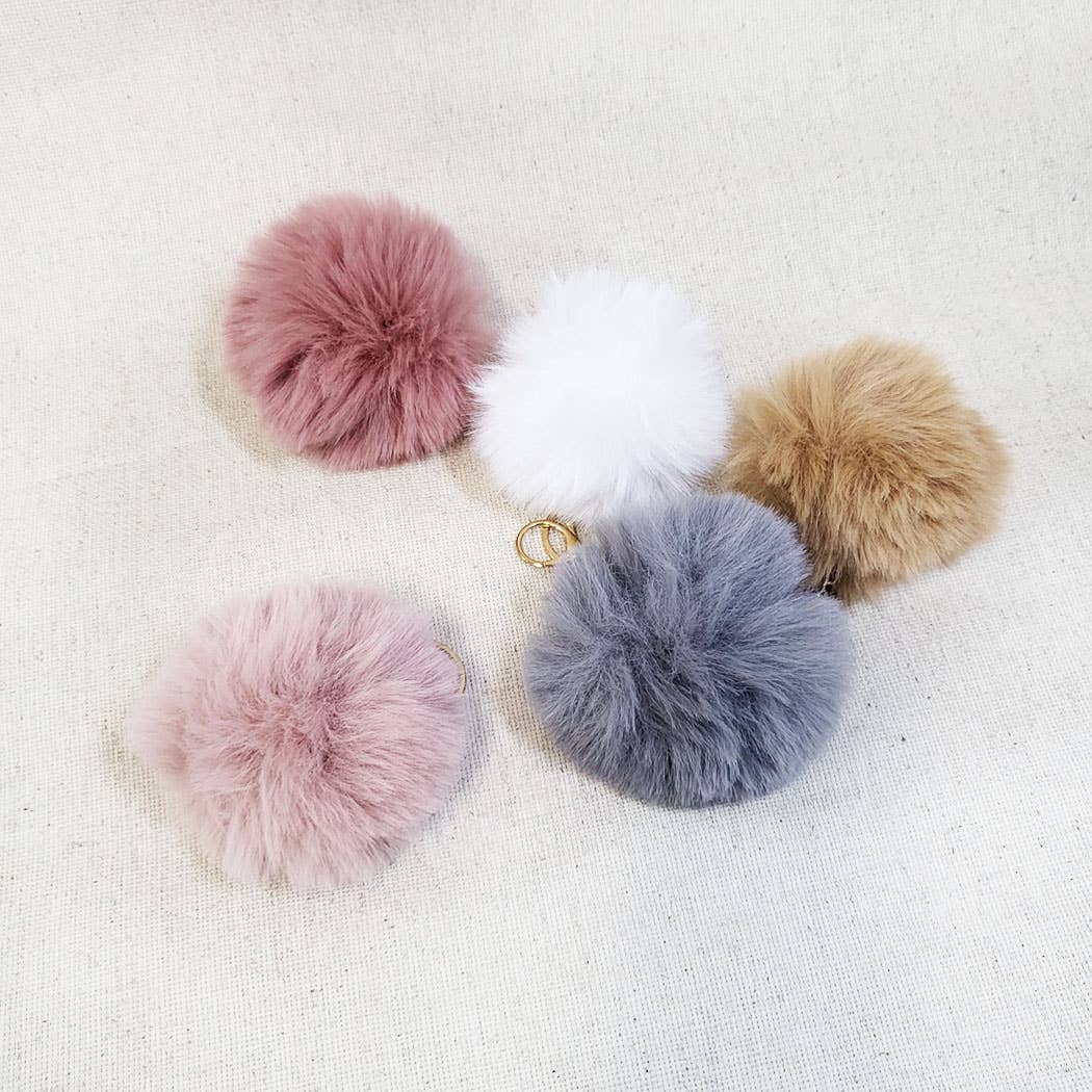 Mauve Tone Pom Pom Keychain