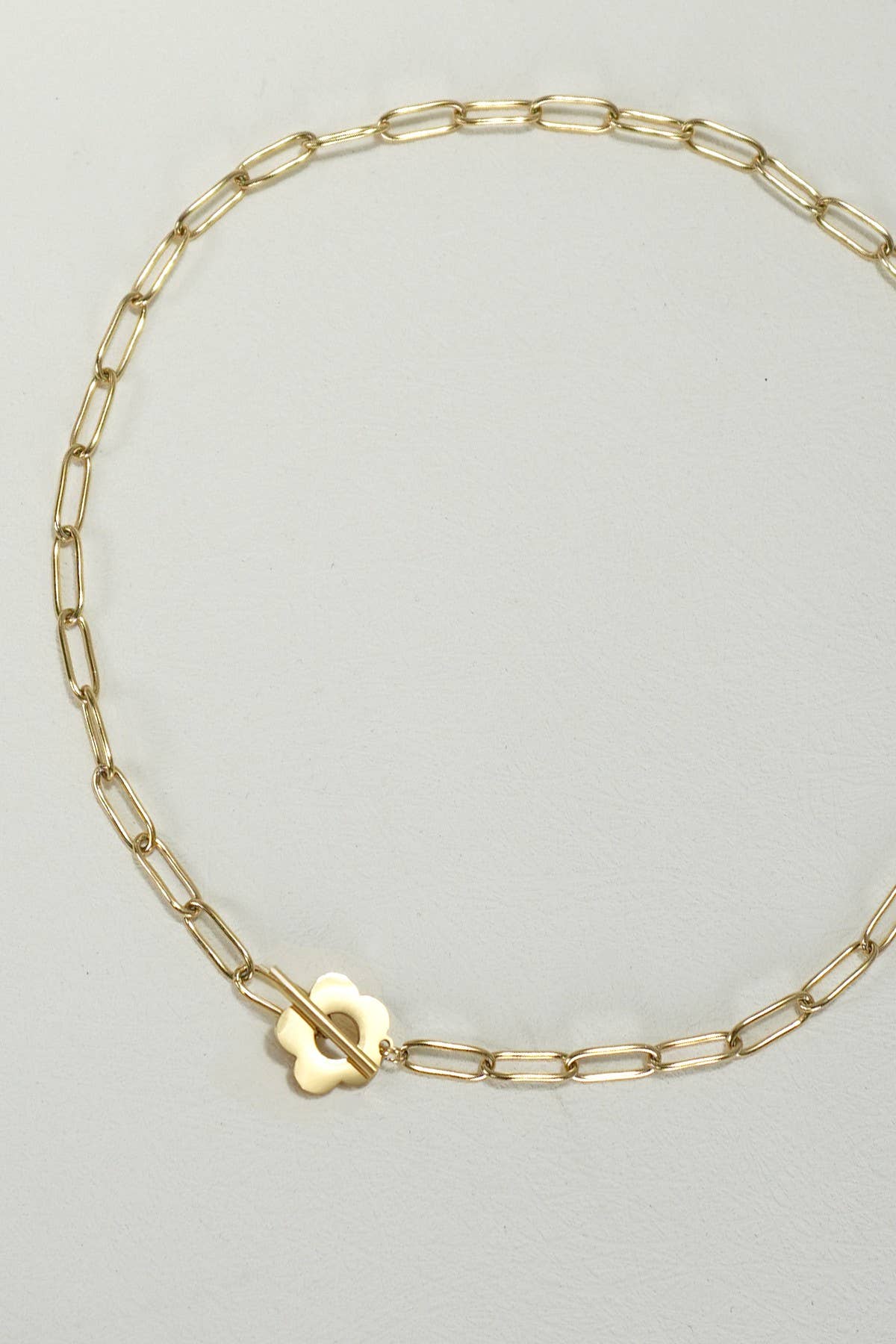 Stainless Steel Tarnish Free Flower Toggle Necklace