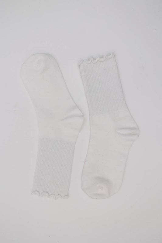 Cotton Blend Lettuce Edge Crew Socks for All Season 🧶