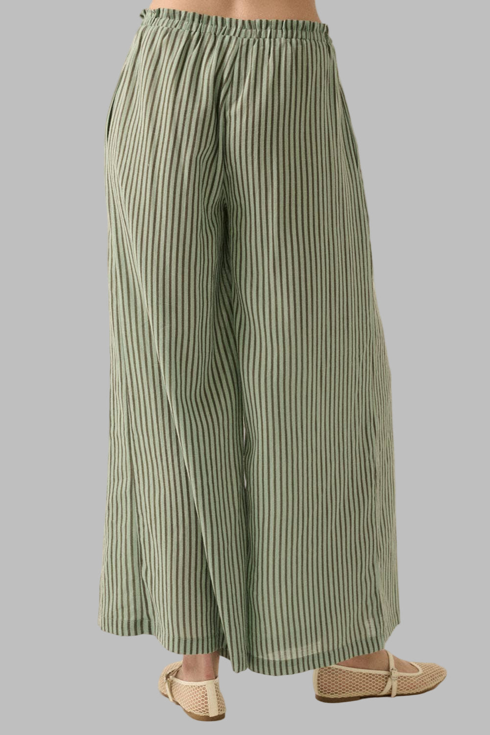 Stripe-Print Woven Wide-Leg Pants