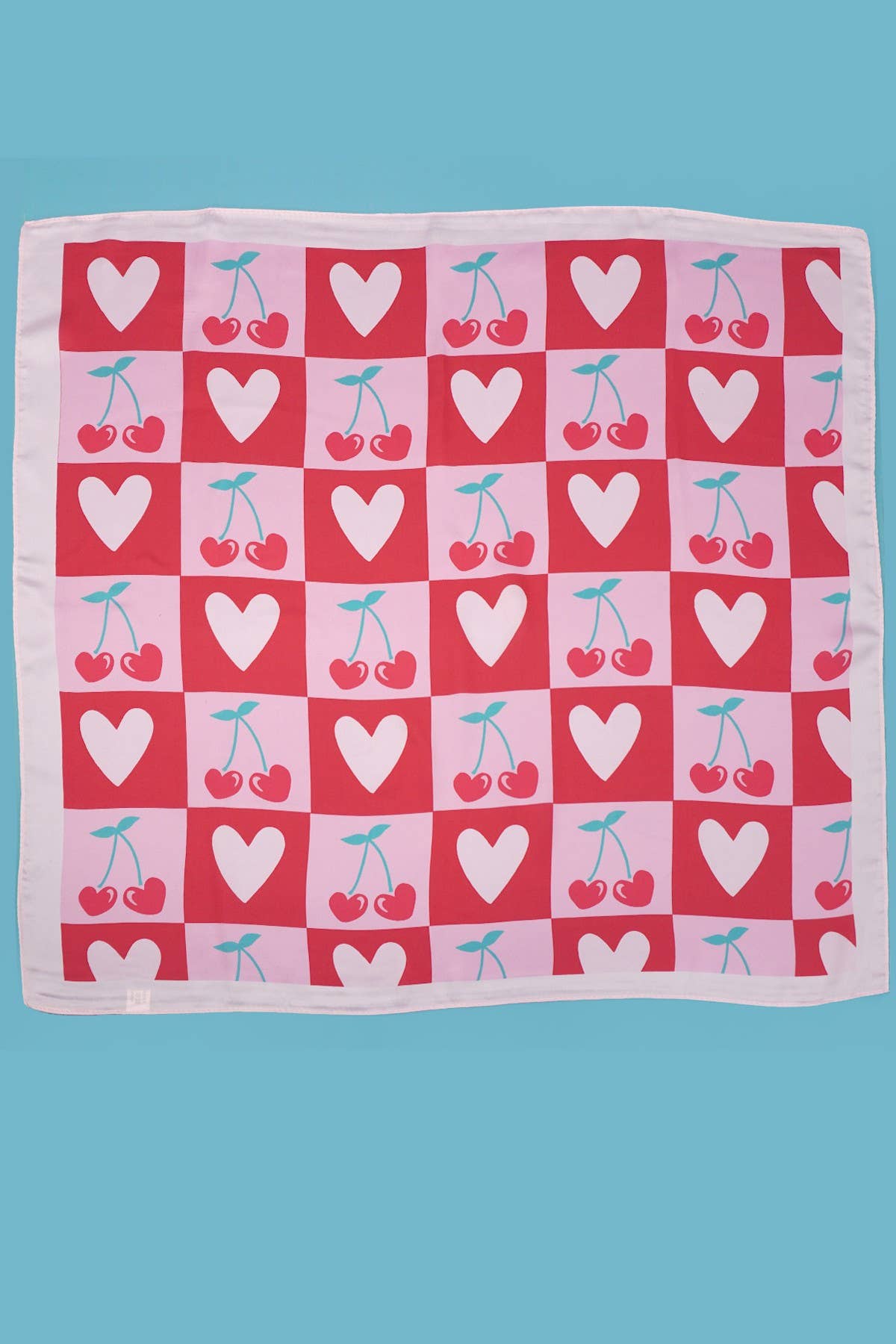 Valentine Cherry Heart Silky Feel Bandana Scarf