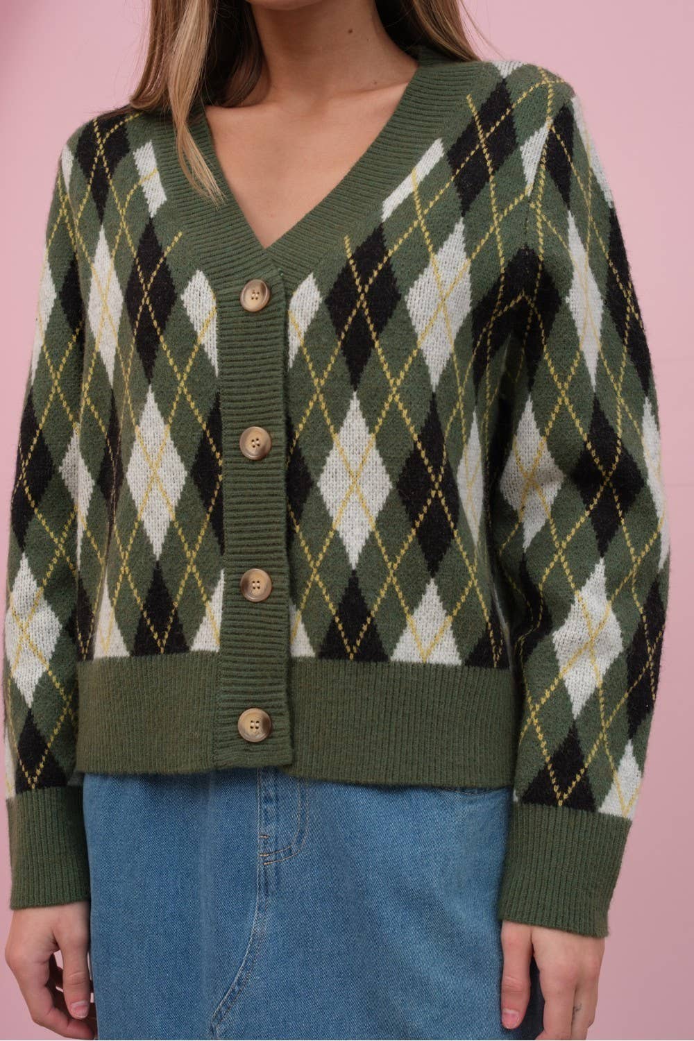 Argyle Check Cardigan