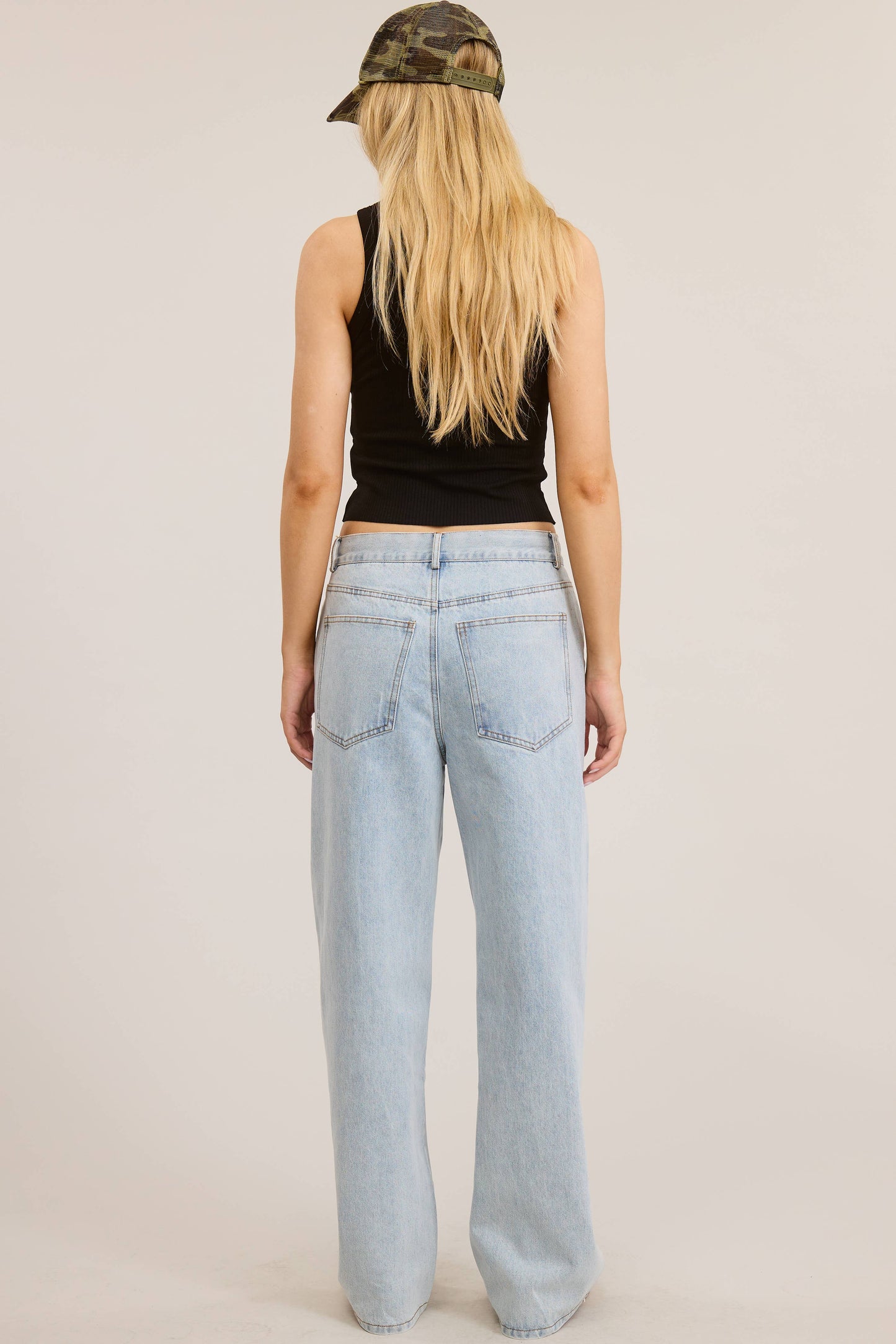 Waist String Detail Lightwash Straight Denim Pants