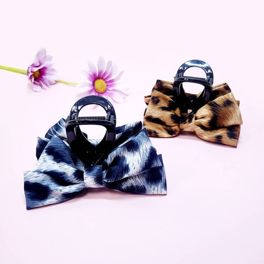 Leopard Print Fabric Hair Claw Clip