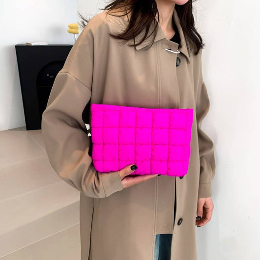 Quilted Puffy Cosmetic Pouch Clutch
