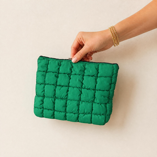 Quilted Puffy Cosmetic Pouch Clutch