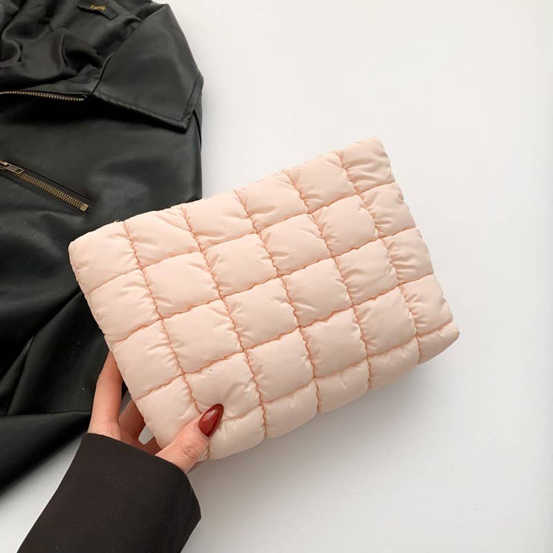 Quilted Puffy Cosmetic Pouch Clutch