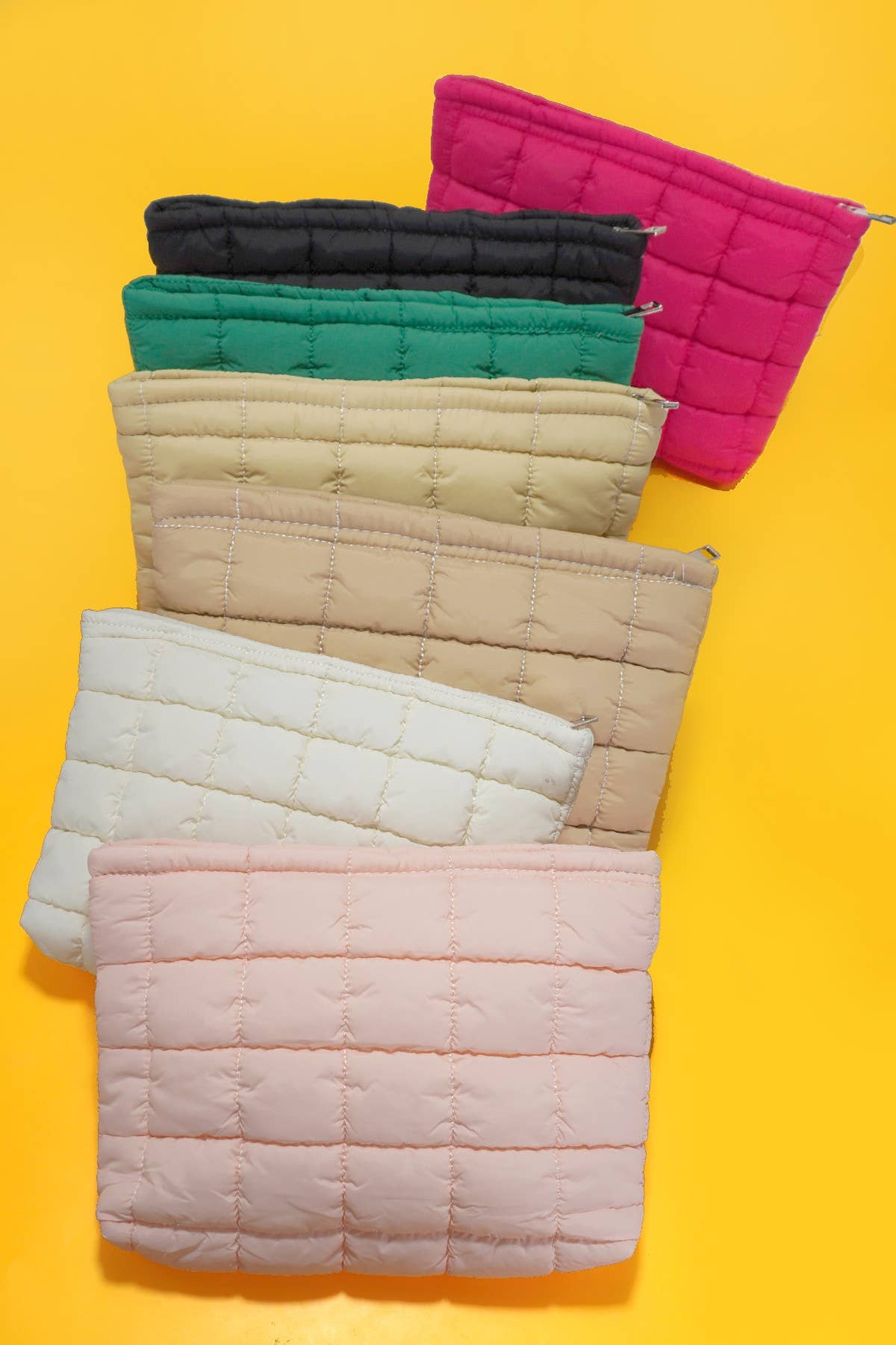 Quilted Puffy Cosmetic Pouch Clutch