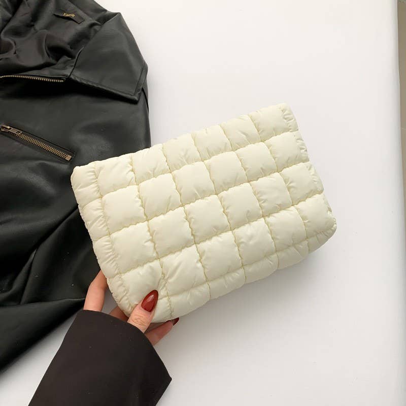 Quilted Puffy Cosmetic Pouch Clutch
