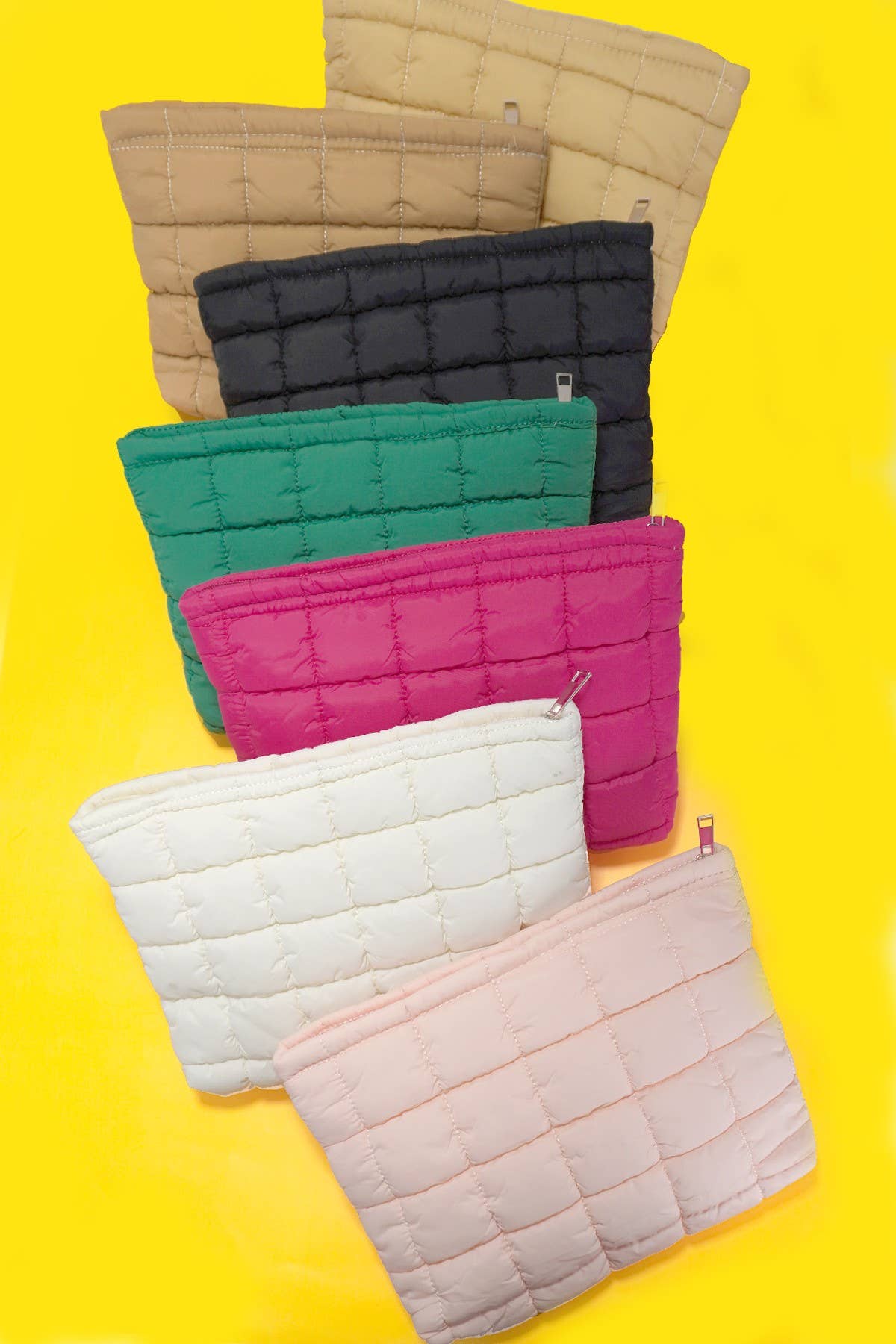 Quilted Puffy Cosmetic Pouch Clutch