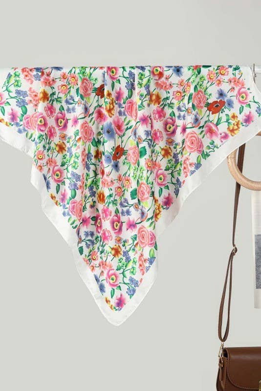 Large Floral Print Bandana Scarf